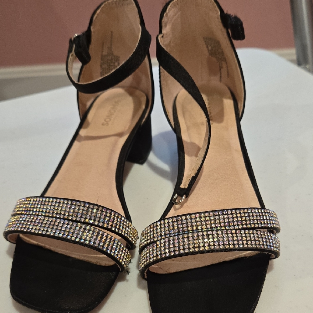 Sonos Black Heels with Rhinestone Accents
